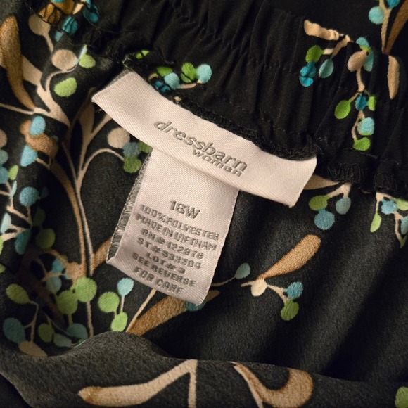 Y2K Dressbarn Woman Floral Print Black Midi Skirt Elastic Waist Size 16W - Picture 4 of 5